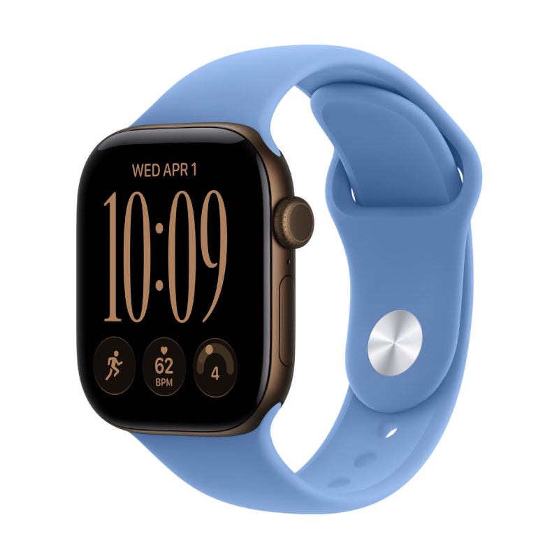 Apple Watch Series 12, 42 mm, Dark Bronze Aluminum Wildflower Blue Sport Band M/L